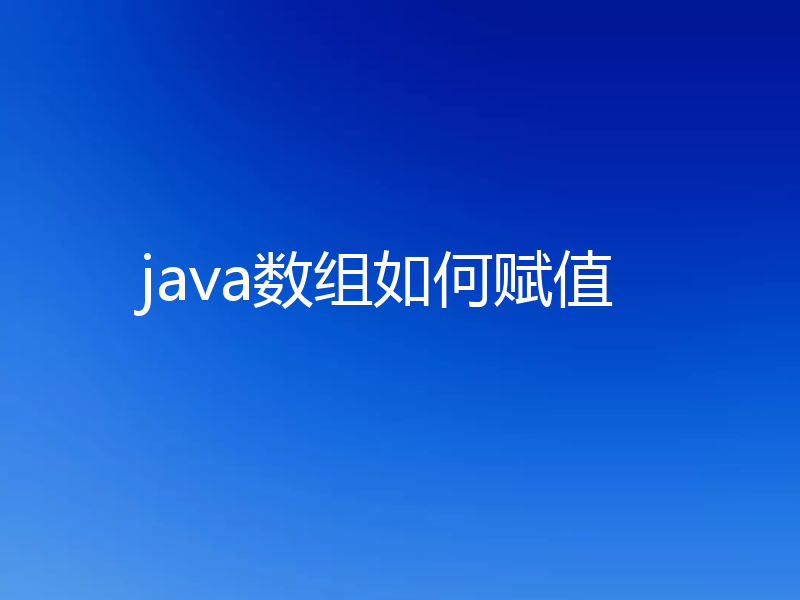 java数组如何赋值