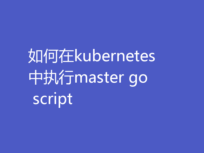 如何在kubernetes中执行master go script