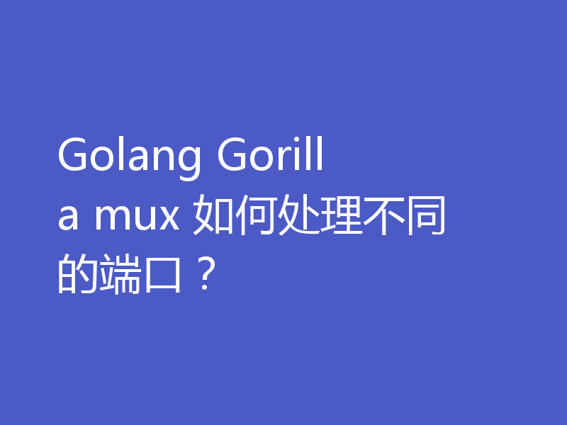 Golang Gorilla mux 如何处理不同的端口？