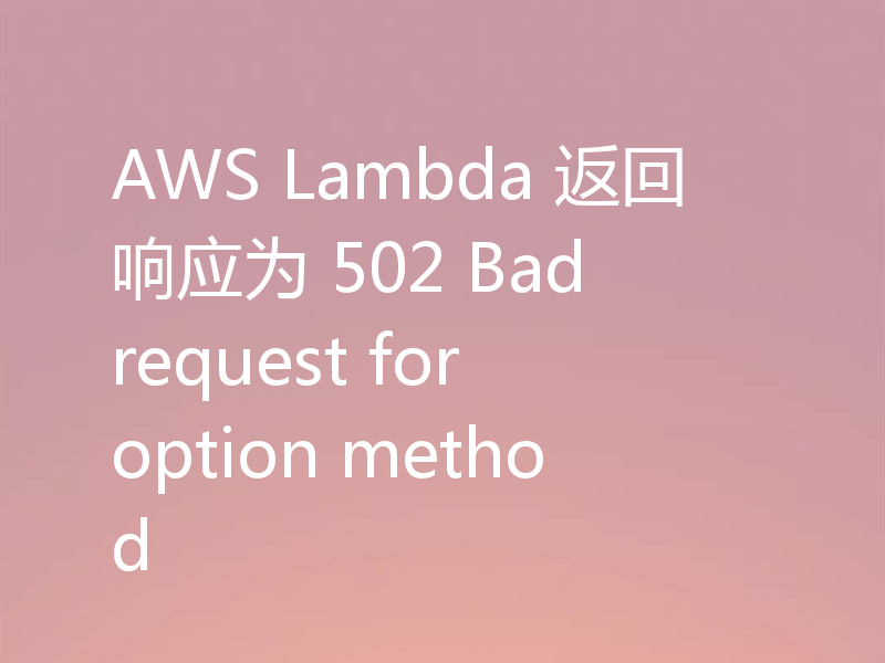 AWS Lambda 返回响应为 502 Bad request for option method