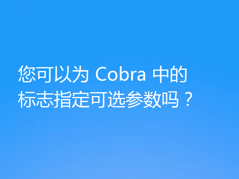 您可以为 Cobra 中的标志指定可选参数吗？
