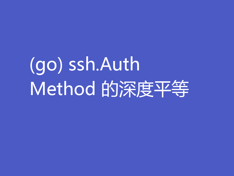 (go) ssh.AuthMethod 的深度平等