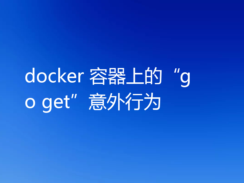 docker 容器上的“go get”意外行为