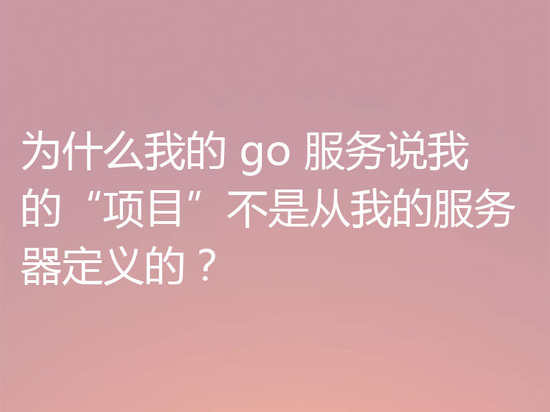 为什么我的 go 服务说我的“项目”不是从我的服务器定义的？