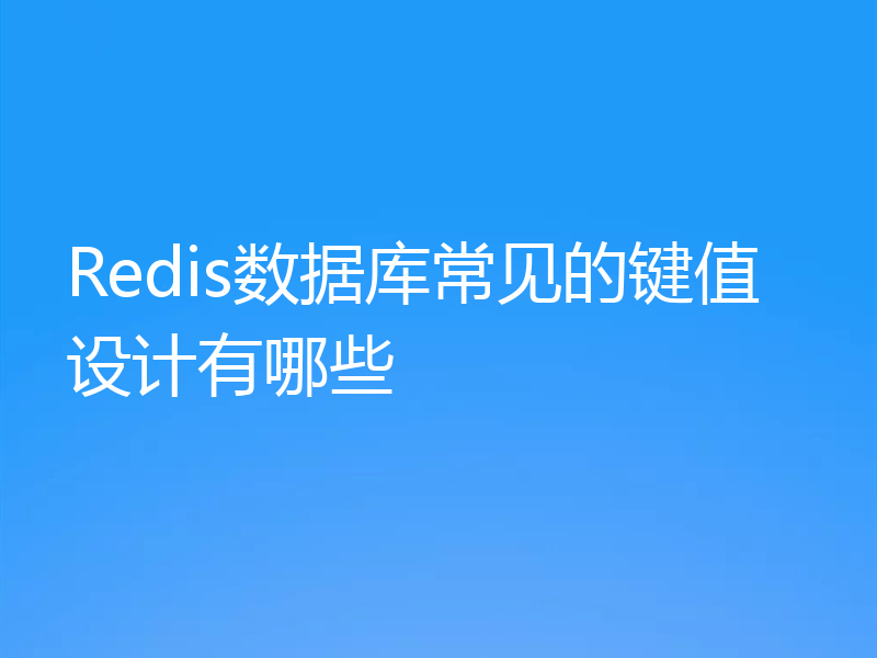 Redis数据库常见的键值设计有哪些