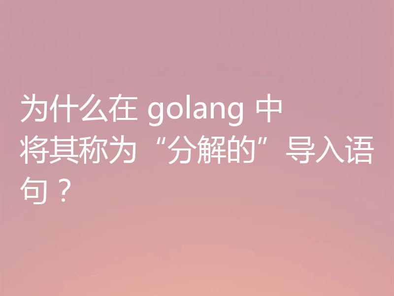 为什么在 golang 中将其称为“分解的”导入语句？