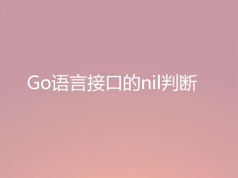 Go语言接口的nil判断