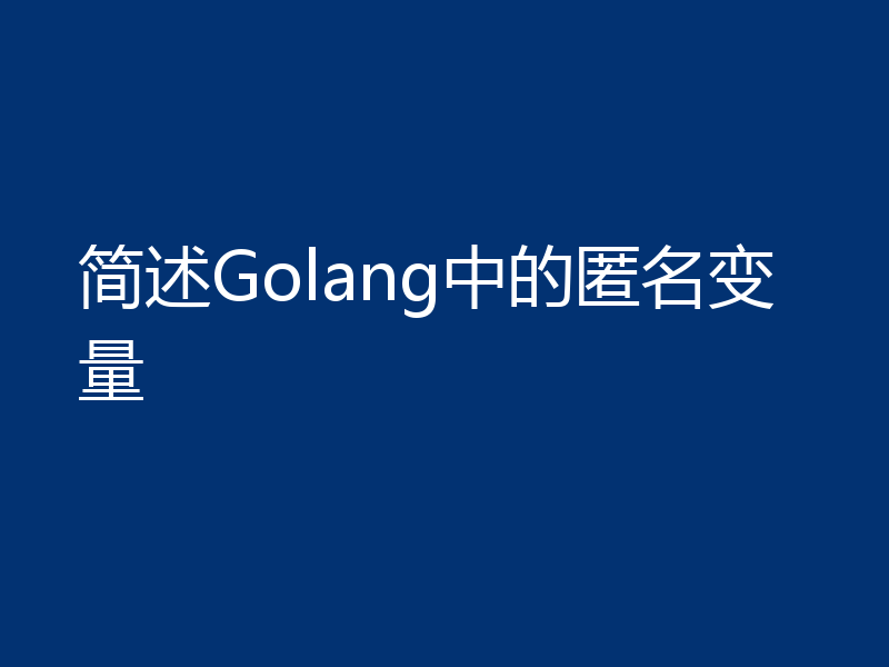简述Golang中的匿名变量