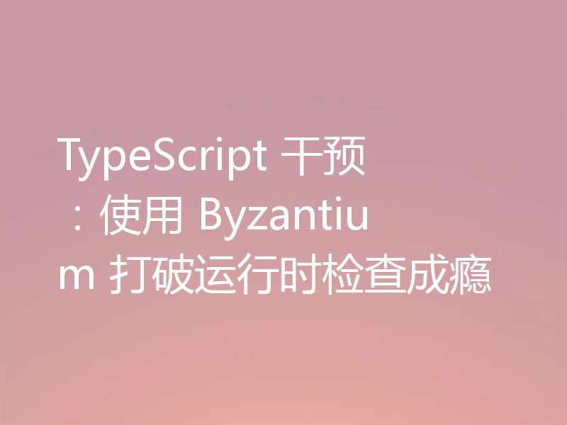 TypeScript 干预：使用 Byzantium 打破运行时检查成瘾