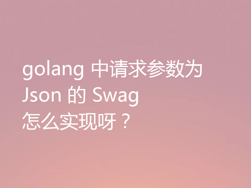 golang 中请求参数为Json 的 Swag 怎么实现呀？