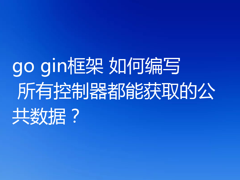 go gin框架 如何编写 所有控制器都能获取的公共数据？