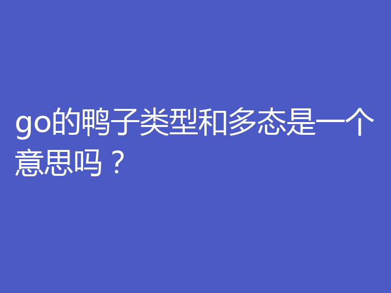 go的鸭子类型和多态是一个意思吗？