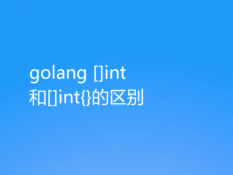 golang []int 和[]int{}的区别