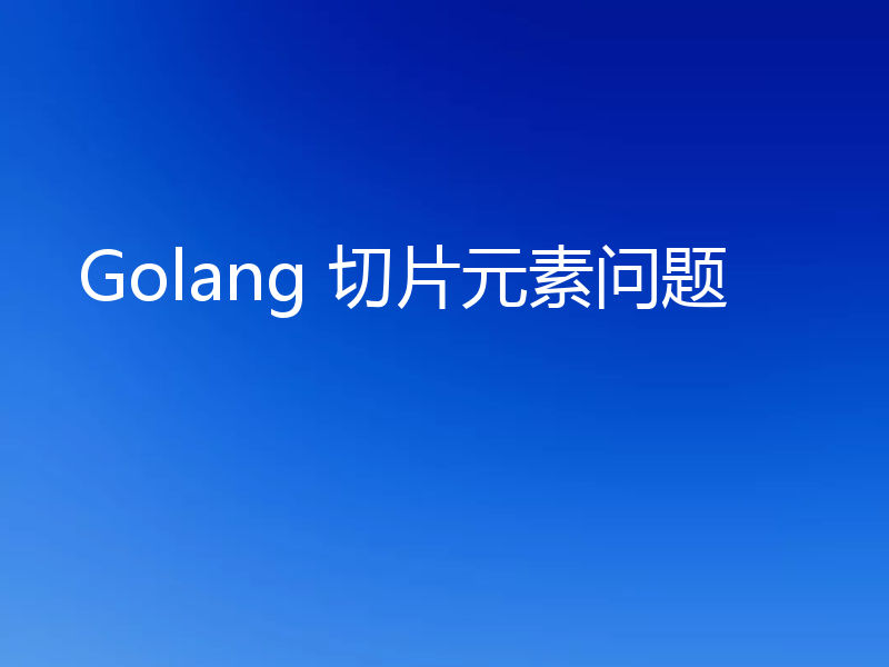 Golang 切片元素问题