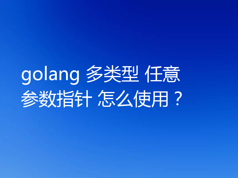 golang 多类型 任意参数指针 怎么使用？