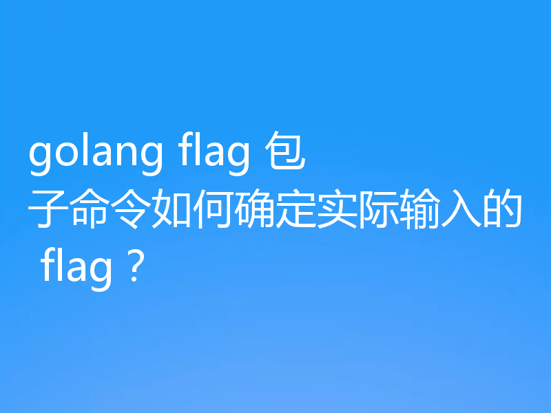 golang flag 包子命令如何确定实际输入的 flag？
