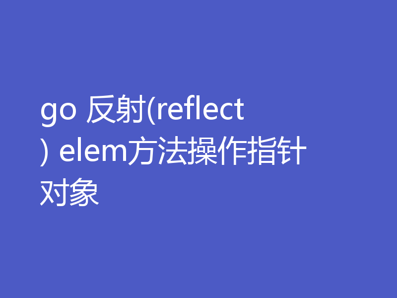 go 反射(reflect) elem方法操作指针对象