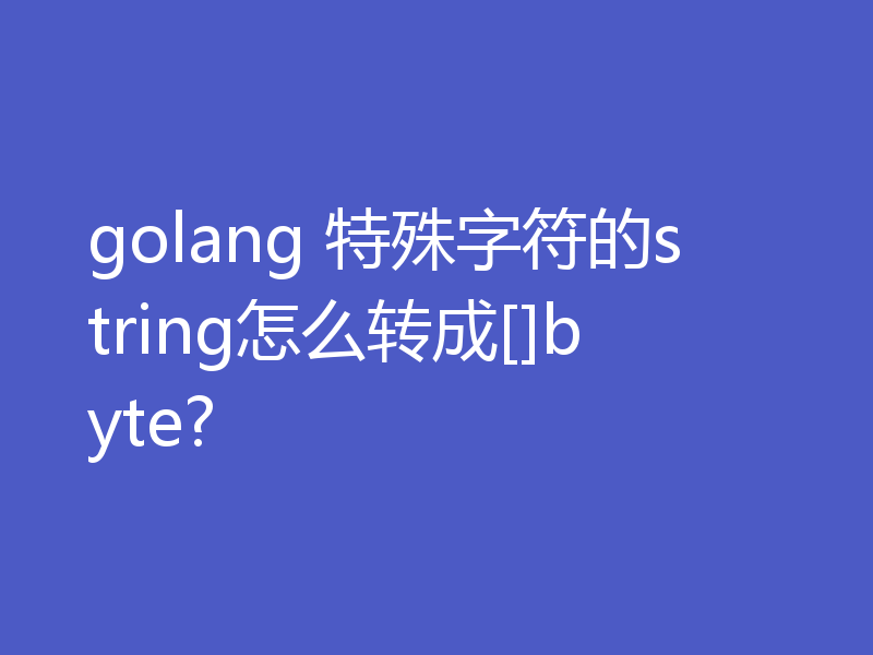 golang 特殊字符的string怎么转成[]byte?