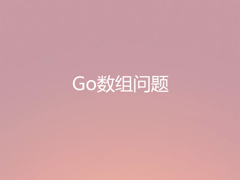 Go数组问题