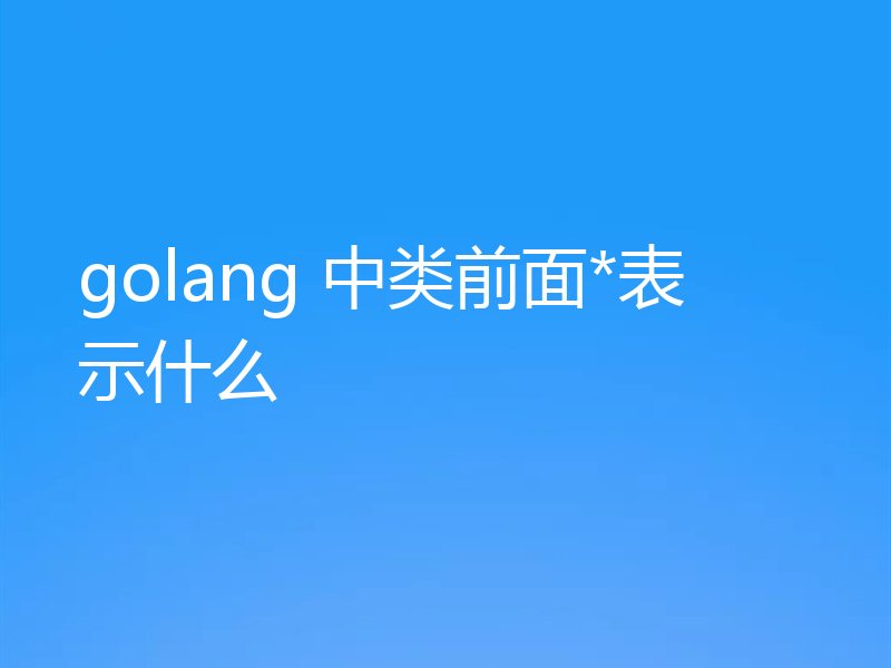 golang 中类前面*表示什么