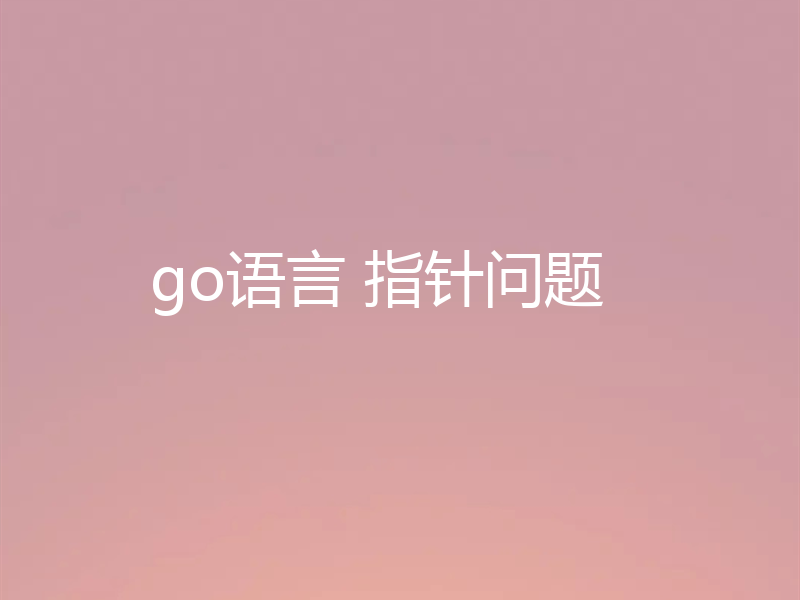 go语言 指针问题