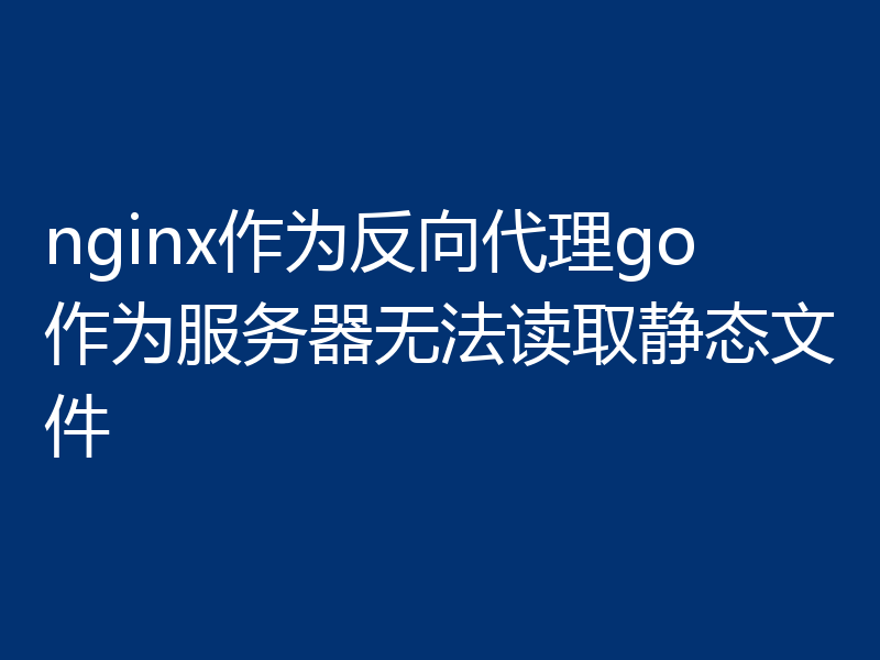 nginx作为反向代理go作为服务器无法读取静态文件
