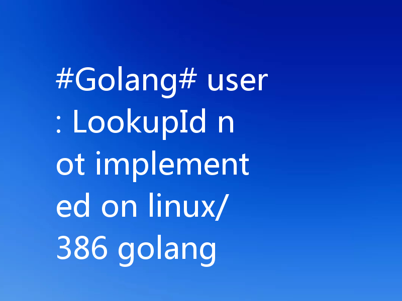#Golang# user: LookupId not implemented on linux/386 golang