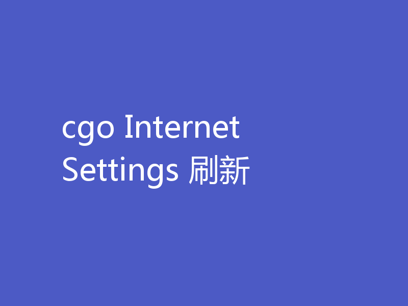 cgo Internet Settings 刷新