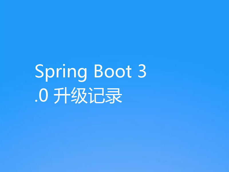 Spring Boot 3.0 升级记录