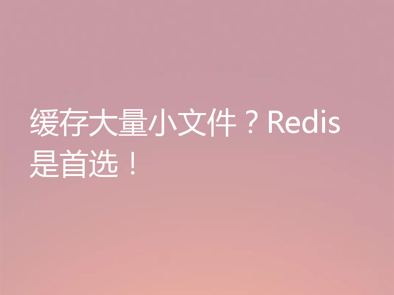 缓存大量小文件？Redis是首选！