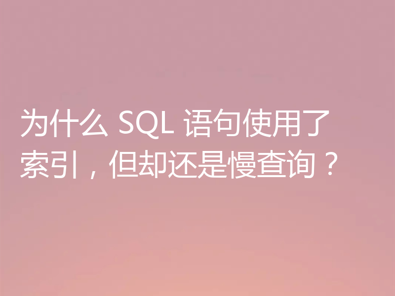为什么 SQL 语句使用了索引，但却还是慢查询？