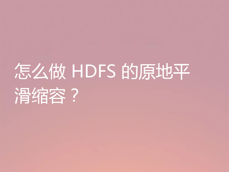 怎么做 HDFS 的原地平滑缩容？