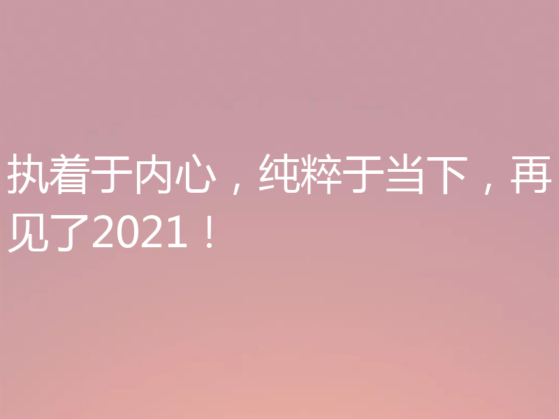 执着于内心，纯粹于当下，再见了2021！