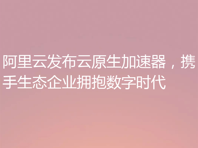 阿里云发布云原生加速器，携手生态企业拥抱数字时代