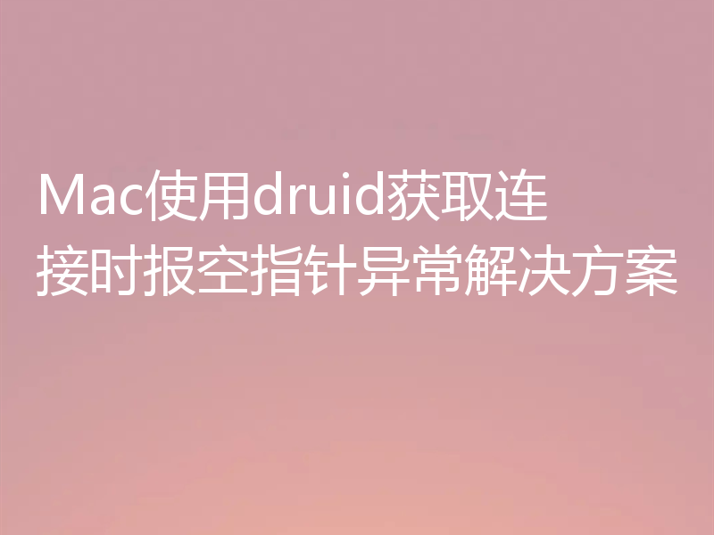 Mac使用druid获取连接时报空指针异常解决方案
