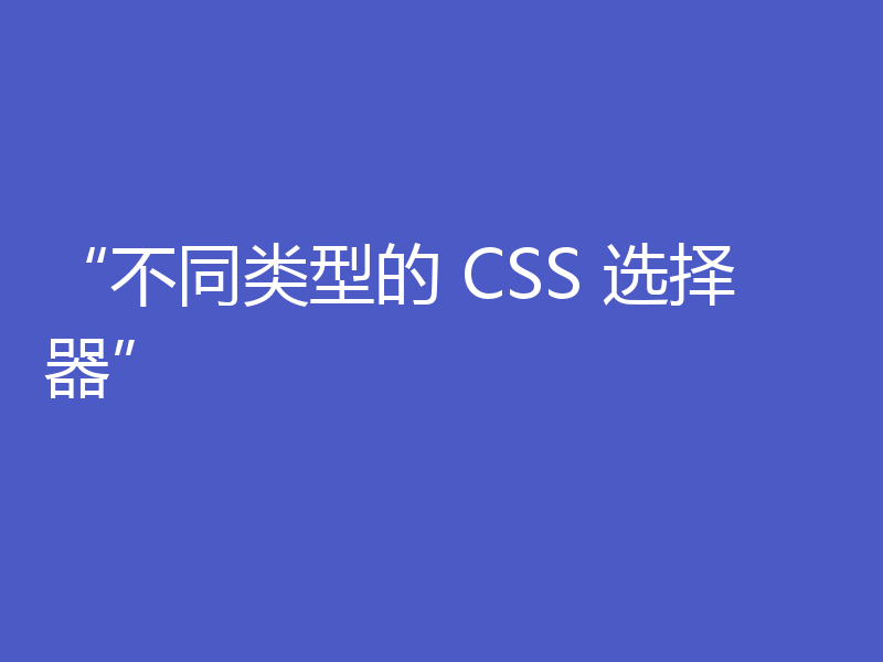 “不同类型的 CSS 选择器”