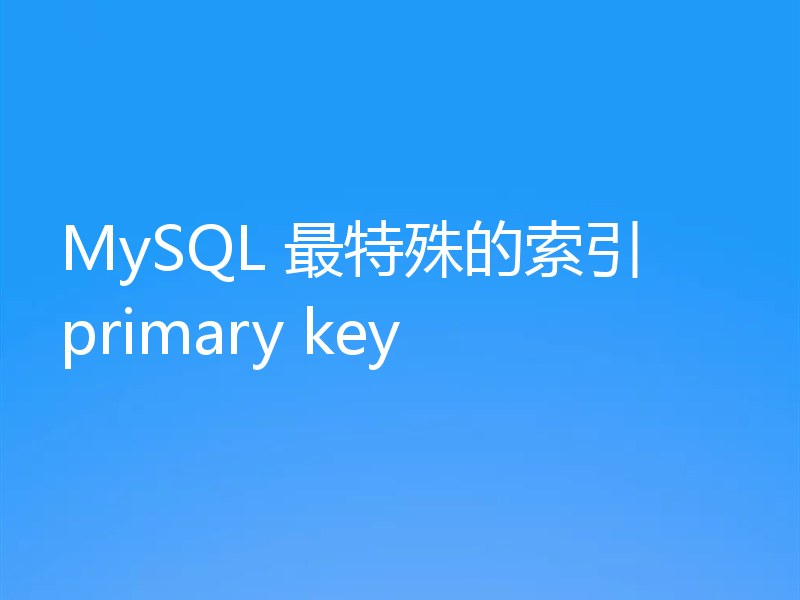 MySQL 最特殊的索引 primary key