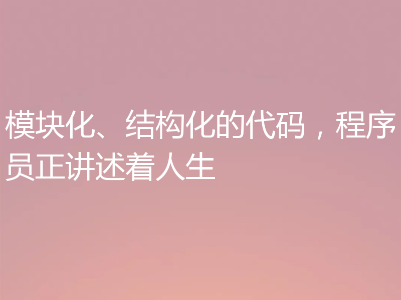 模块化、结构化的代码，程序员正讲述着人生