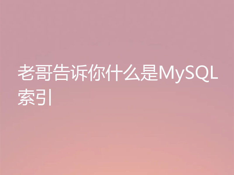 老哥告诉你什么是MySQL索引