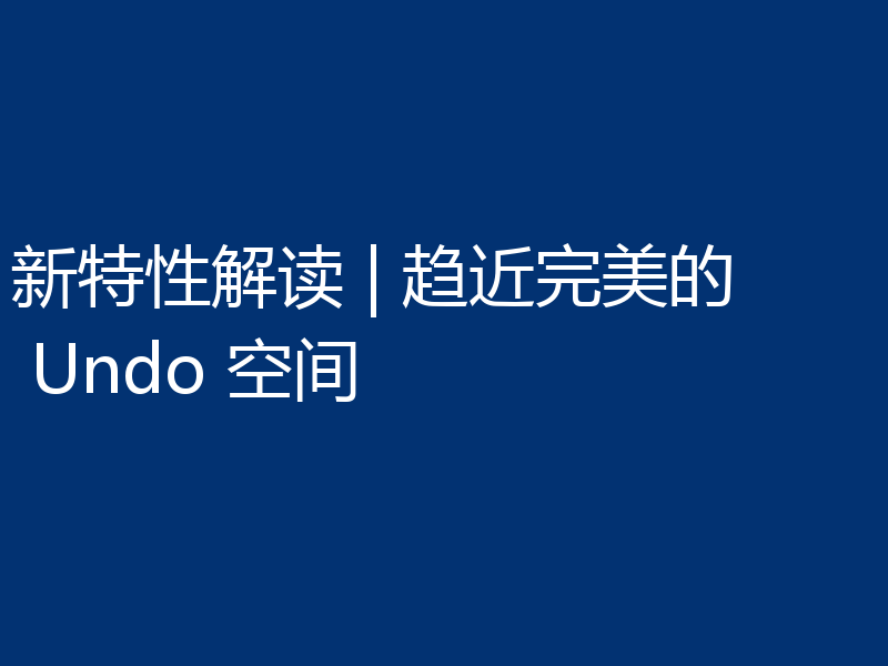 新特性解读 | 趋近完美的 Undo 空间