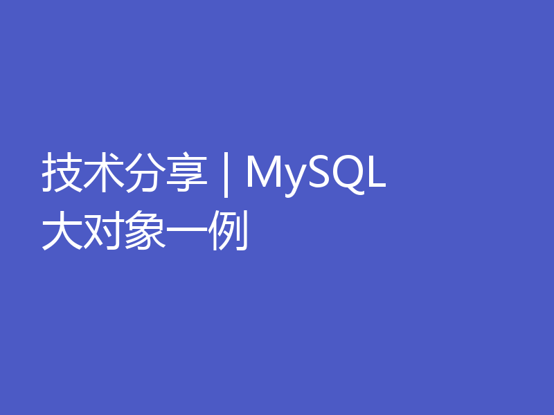技术分享 | MySQL 大对象一例