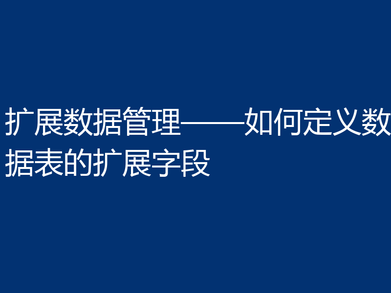 扩展数据管理——如何定义数据表的扩展字段
