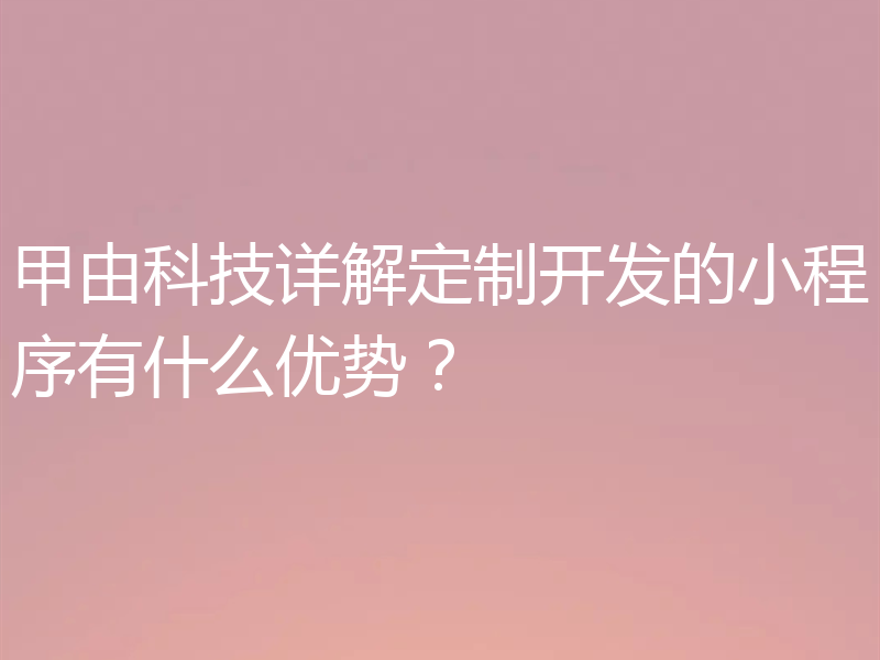 甲由科技详解定制开发的小程序有什么优势？