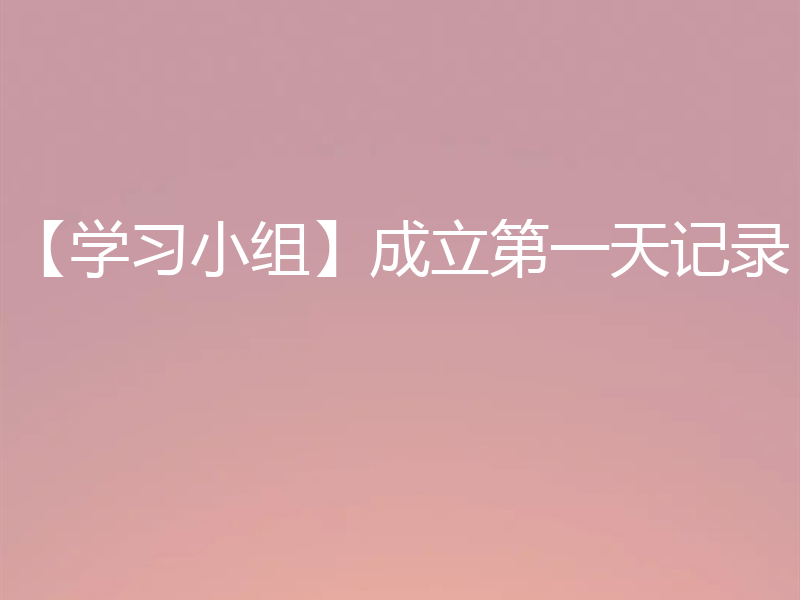 【学习小组】成立第一天记录