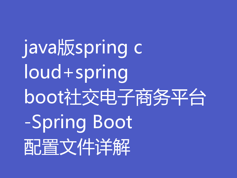 java版spring cloud+spring boot社交电子商务平台-Spring Boot配置文件详解