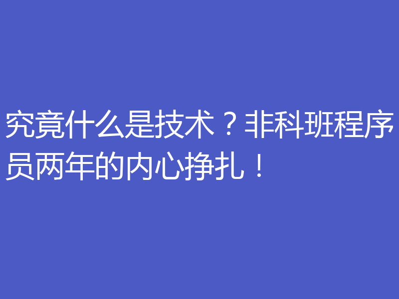 究竟什么是技术？非科班程序员两年的内心挣扎！