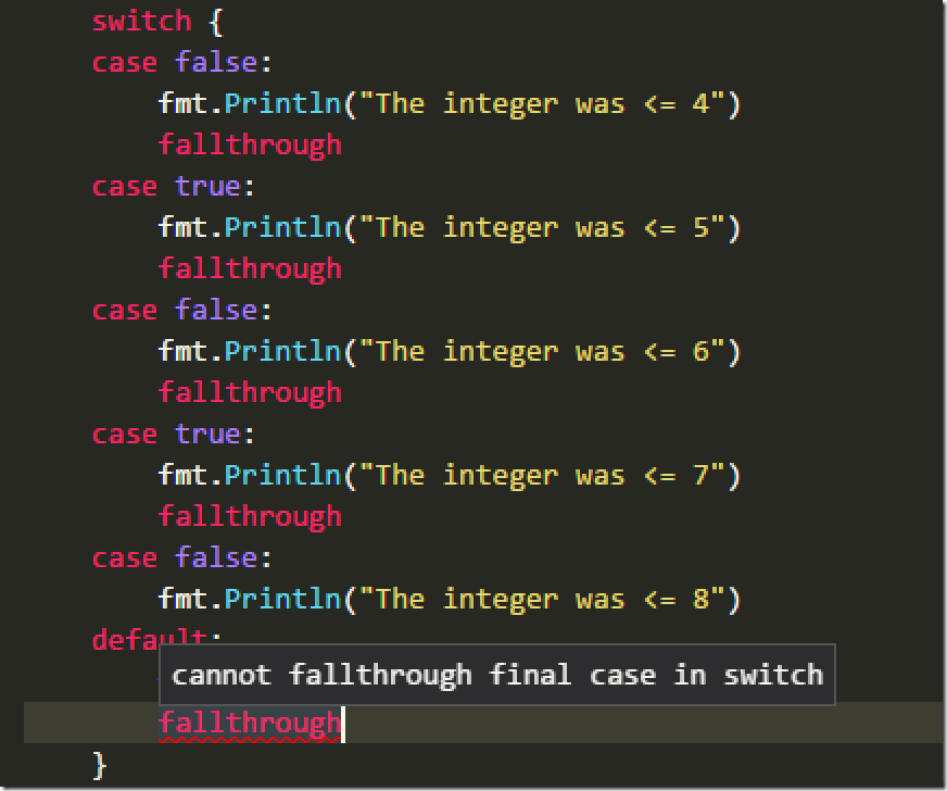 go语言中fallthrough的用法说明