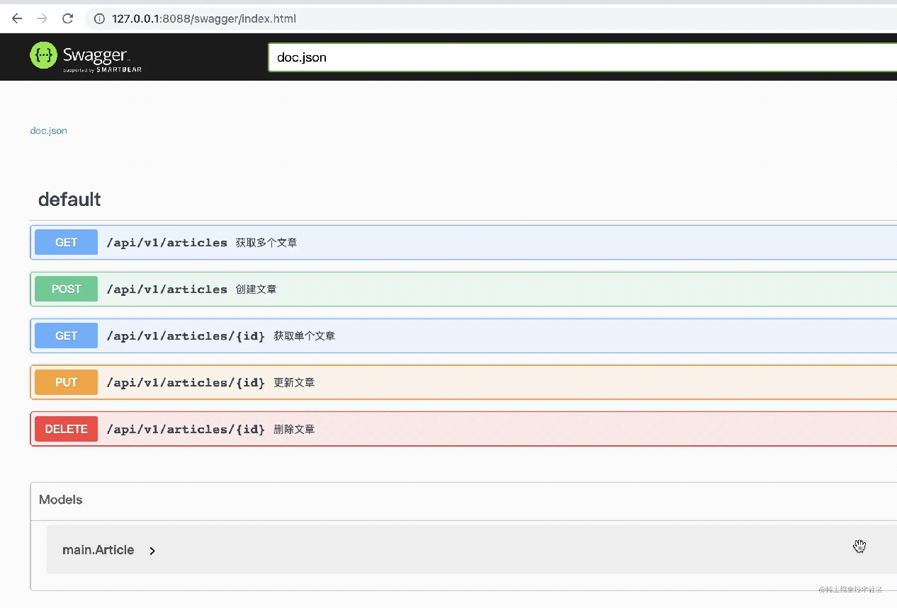 goswagger生成接口文档使用教程