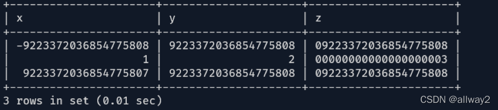 MySQL中BIGINT数据类型如何存储整数值