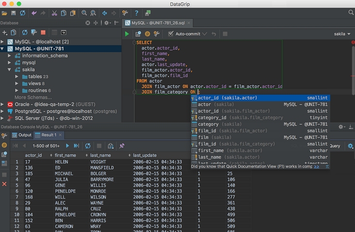 DataGrip控制台截图 DataGrip控制台截图
